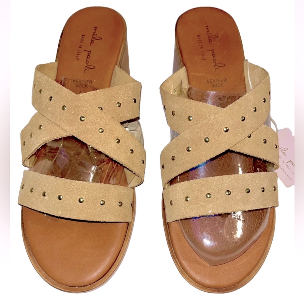 Mila Paoli Womens Leather Heeled Sandals Size 8 US, 40 EU, Made in Italy, NEW!